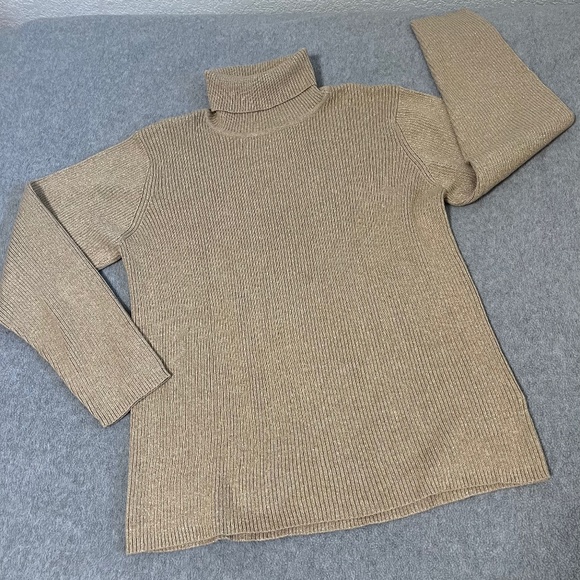 Liz Claiborne Tops - Liz Claiborne Sport Ribbed Turtleneck Top Shirt Xlarge Metallic Academia Neutral